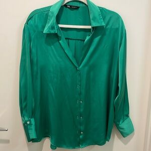 Green Zara blouse